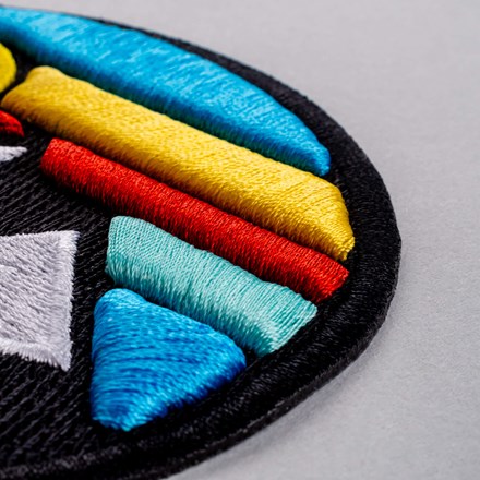 3D Embroidered mountain landscape patch close up