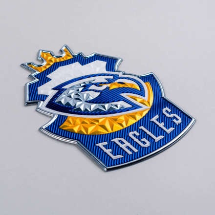 FlexStyle Beveled Metallic eagles emblem laid at a hard angle