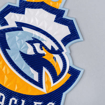 FlexStyle Beveled Non-Metallic eagles emblem close up