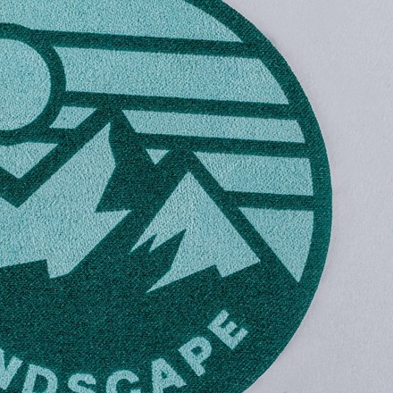 Aqua Faux Suede Leather mountain landscape patch close up