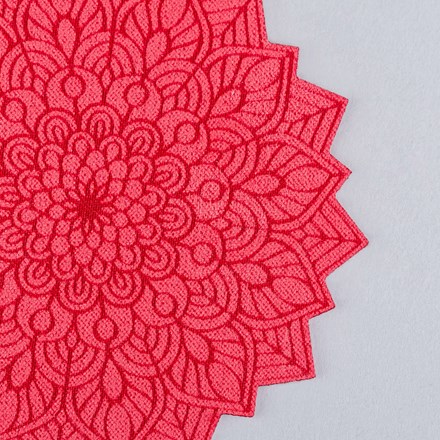 Coral Faux Suede Leather mandala patch close up