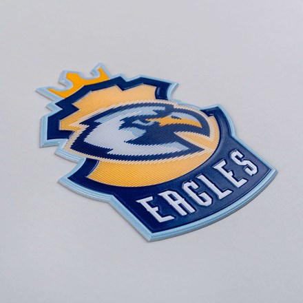 FlexStyle Holographic Flipping eagles emblem laid at a hard angle