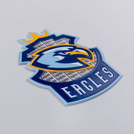 FlexStyle Holographic Scrolling eagles emblem laid at a hard angle