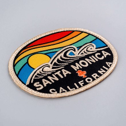Print Stitch Santa Monica patch laid at a soft angle