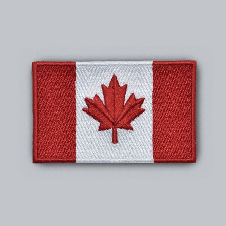 Embroidered Canadian Flag Patch laid flat