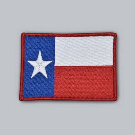 Embroidered Texas Flag Patch with red border laid flat