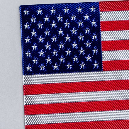 FlexStyle Metallic American Flag emblem close up