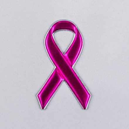 FlexStyle Metallic Pink Ribbon emblem laid flat