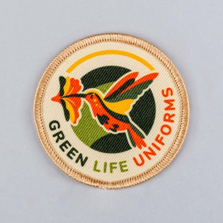 Sublimated Green Life Uniforms patch laid flat