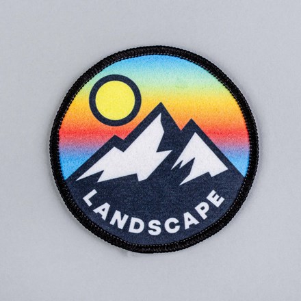 Sublimated mountain landscape patch laid flat