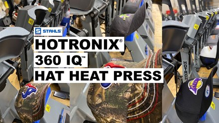 Hotronix 360 IQ Hat Heat Press. Heat presses with Hats mounted