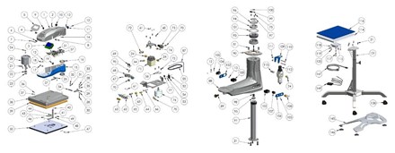 Hotronix Air Fusion IQ Heat Press parts pulled apart with labeled numbers ranging from 1 to 149