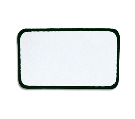 White rectangular blank patch with dark green border.