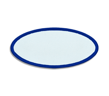 White oval blank patch with blue border