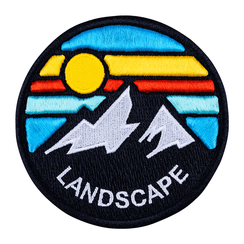 3D Embroidered mountain landscape patch