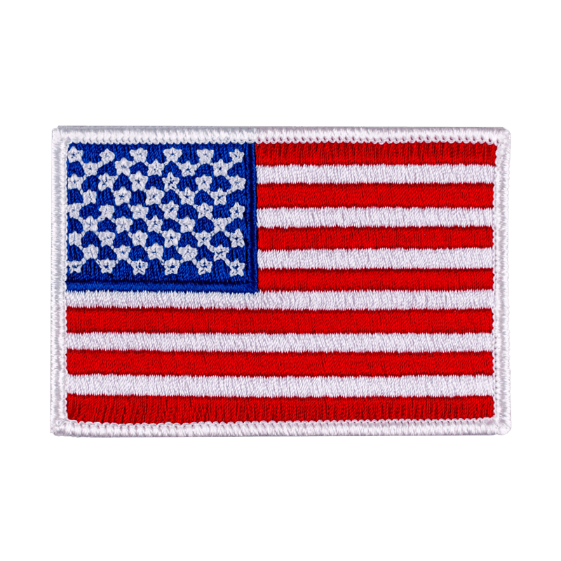 Embroidered American Flag patch with white border