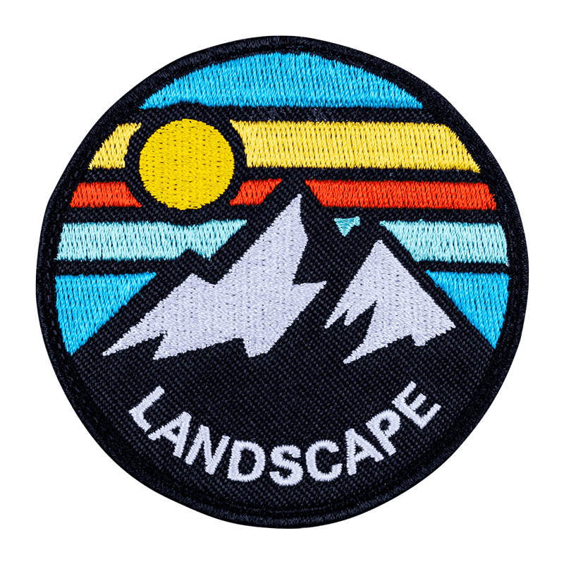 Embroidered mountain landscape patch