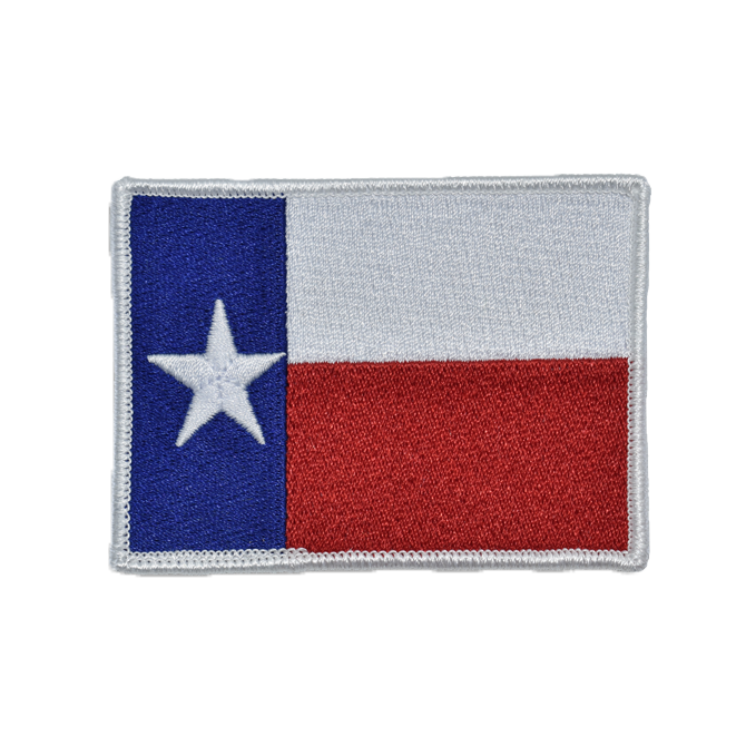 Embroidered Texas Flag patch with white border